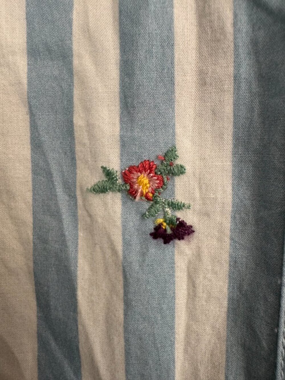 Sezane, Maxy Shirt, Flowers on Blue Stripes, Size 6 (38) - Picture 4 of 4